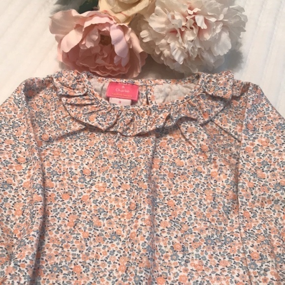 Claire & Charlie Orange Floral Ruffled Top Size 3T - Picture 9 of 9